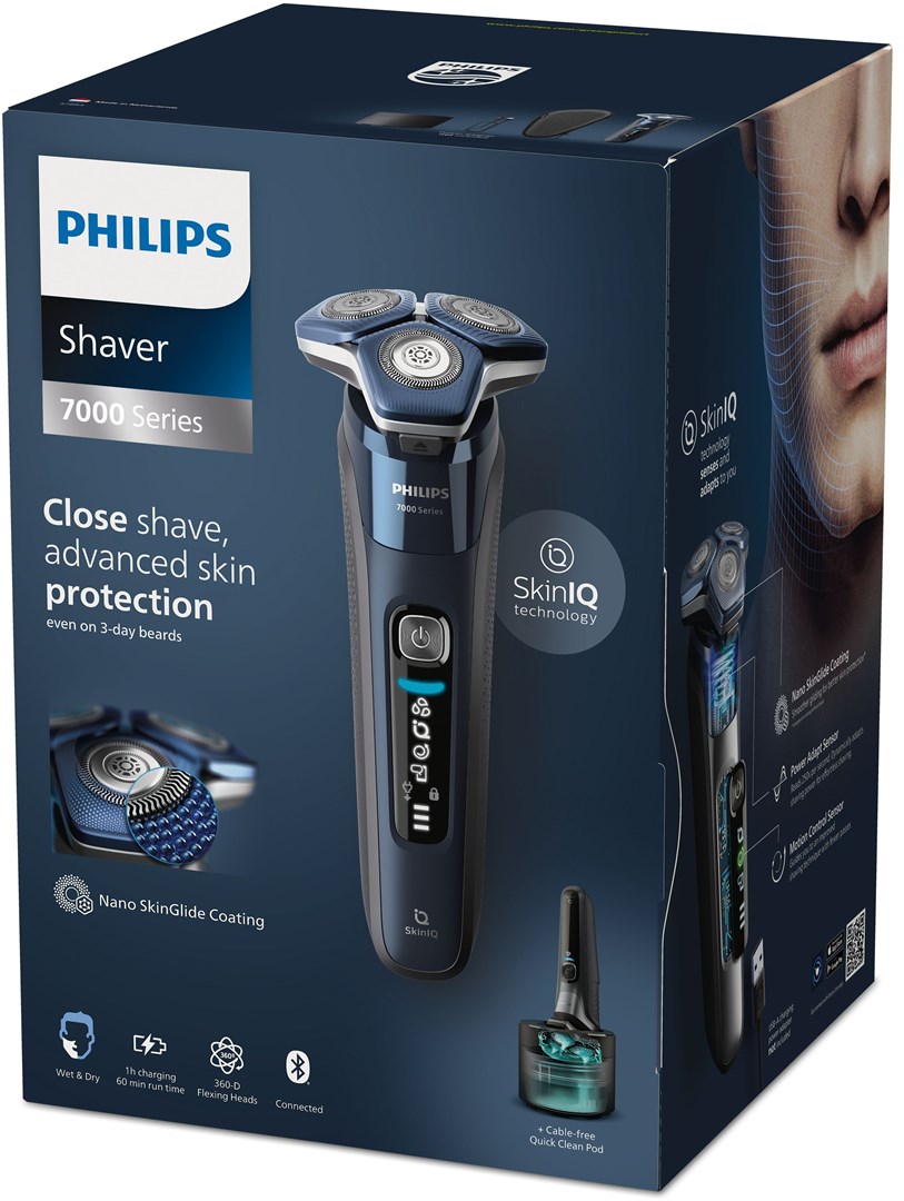 Philips SHAVER Series 7000 S7885/50 men's shaver Rotation shaver Trimmer Black, Blue-4
