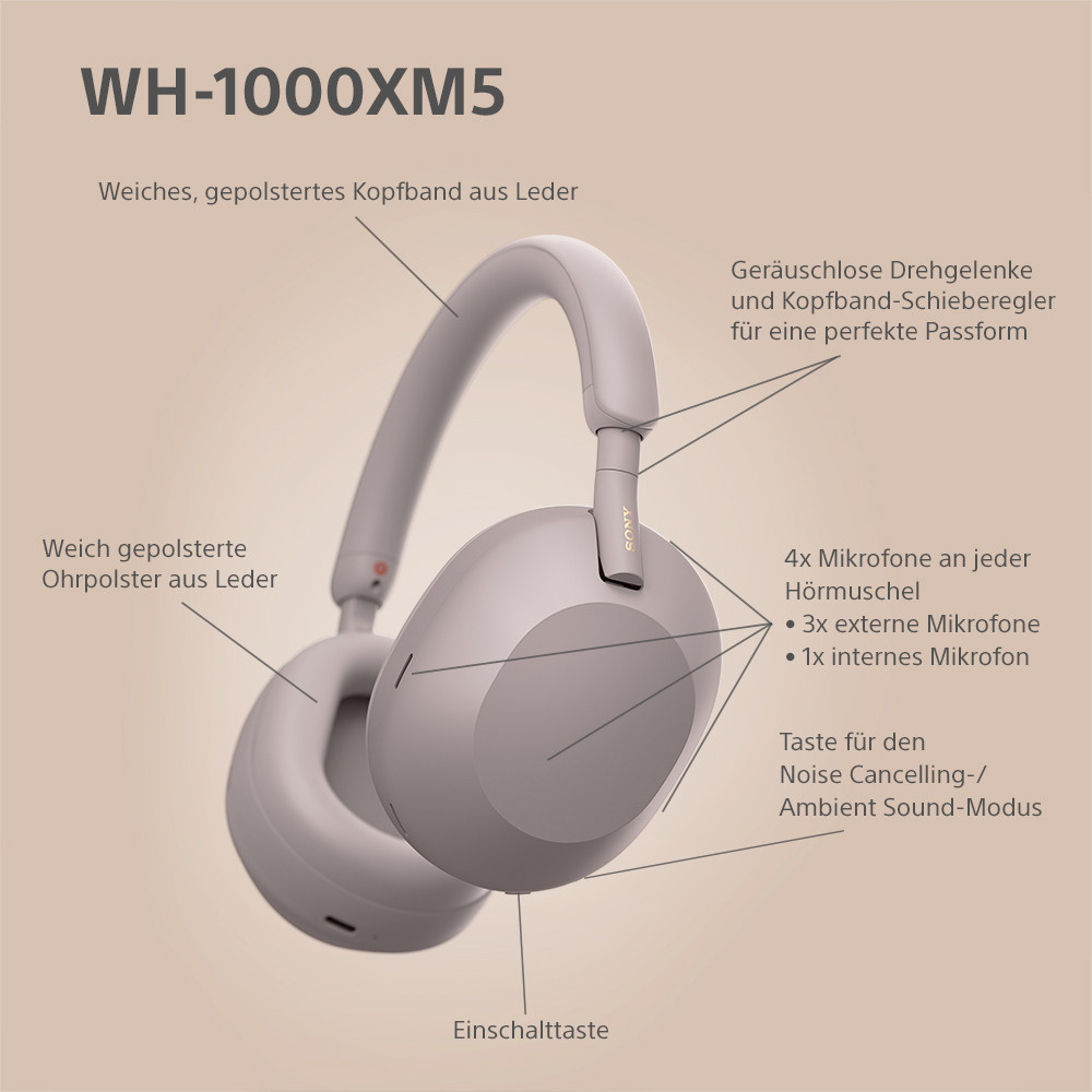 Slušalice SONY WH-1000XM5 Over-Ear ružičaste (ANC, bežične)-3