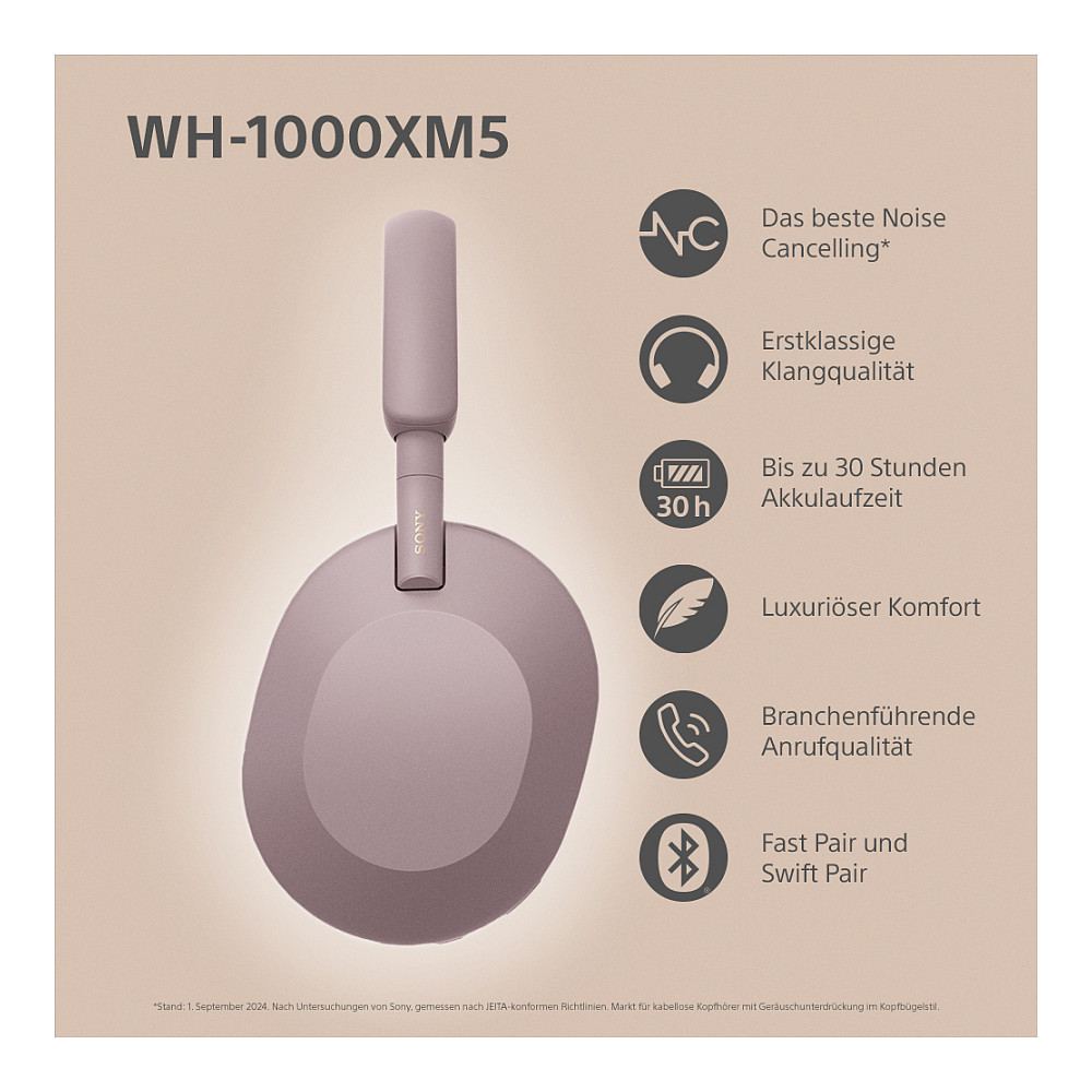 Slušalice SONY WH-1000XM5 Over-Ear ružičaste (ANC, bežične)-8