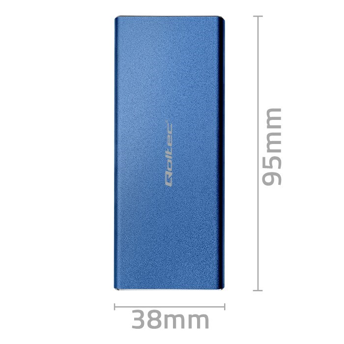 Qoltec 51832 Enclosure | M.2 SSD drive | SATA | NGFF| USB 3.0 | Super speed 5Gb/s | 2TB | Blue-0