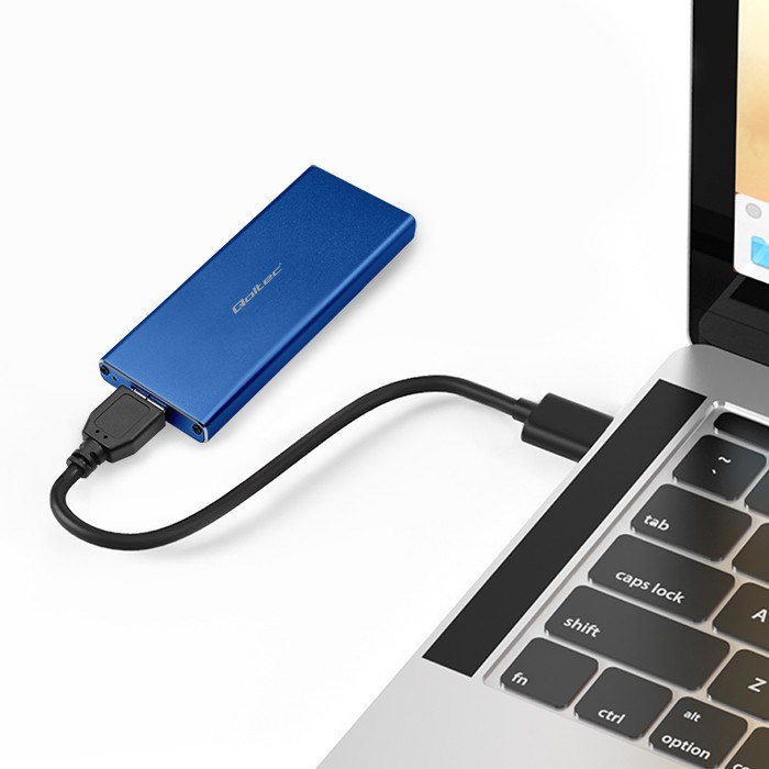 Qoltec 51832 Enclosure | M.2 SSD drive | SATA | NGFF| USB 3.0 | Super speed 5Gb/s | 2TB | Blue-5