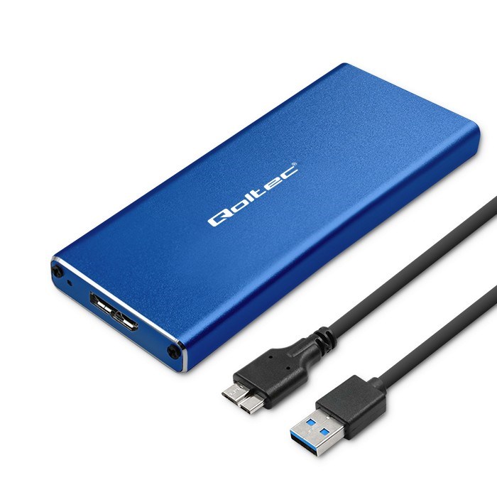 Qoltec 51832 Enclosure | M.2 SSD drive | SATA | NGFF| USB 3.0 | Super speed 5Gb/s | 2TB | Blue-3
