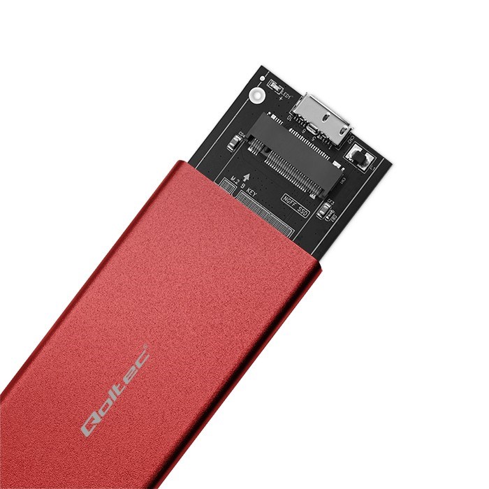 Enclosure QOLTEC 51831 M.2 SSD drive SATA USB 3.0 2TB crvena boja-7