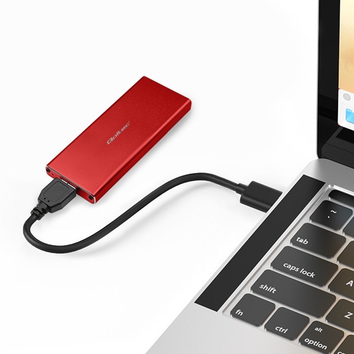 Enclosure QOLTEC 51831 M.2 SSD drive SATA USB 3.0 2TB crvena boja-2