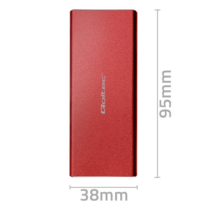 Enclosure QOLTEC 51831 M.2 SSD drive SATA USB 3.0 2TB crvena boja-6