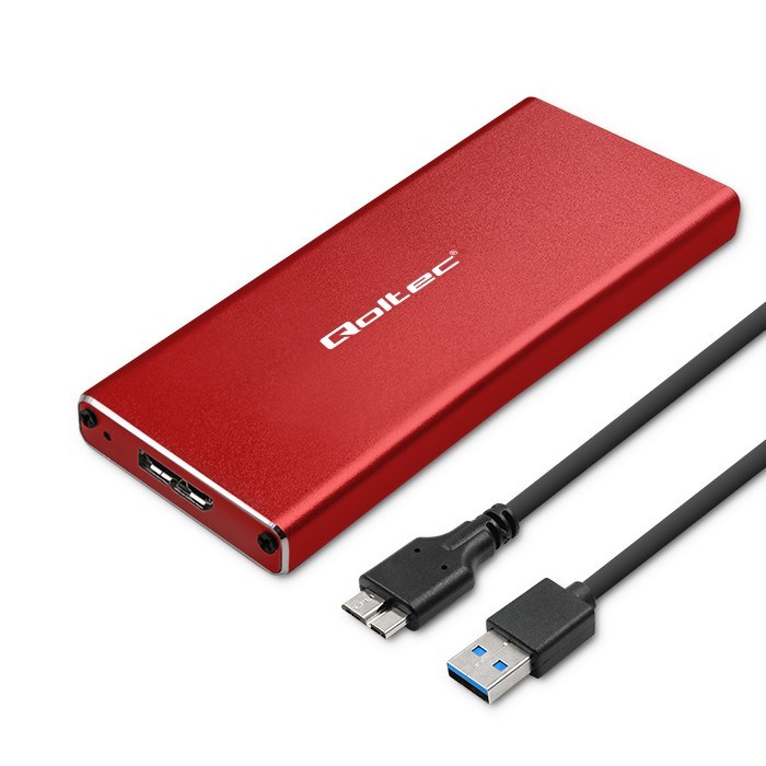 Enclosure QOLTEC 51831 M.2 SSD drive SATA USB 3.0 2TB crvena boja-0