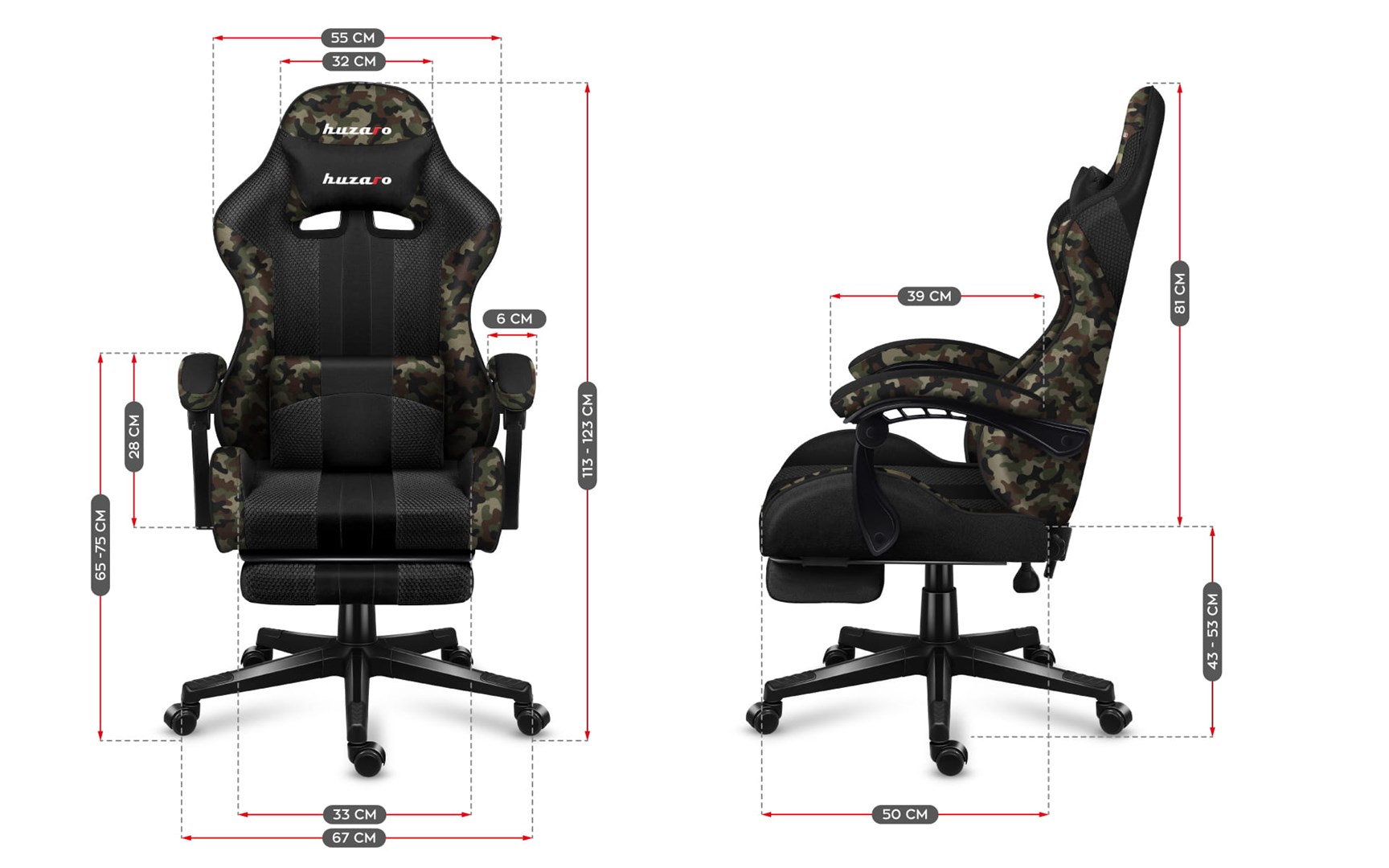 Gaming stolica HUZARO FORCE 4.7 CAMO MESH (sjedište od mrežice, kamuflažna boja)-9