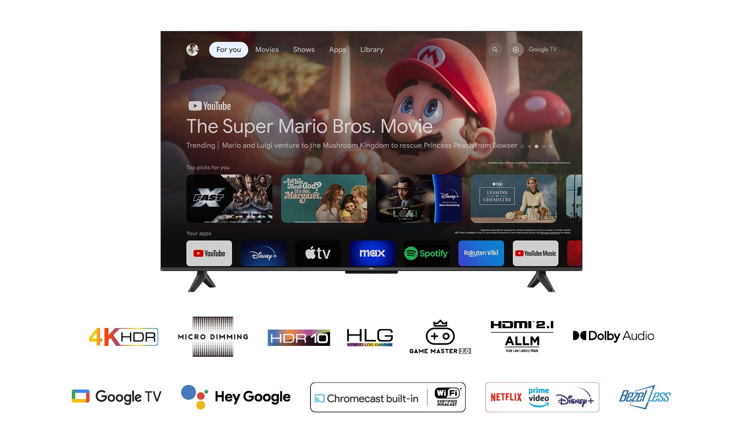 TV TCL LED 55P655 Google TV (140 cm, 4K Ultra HD, PPI 2400, HDR10, Dolby Audio, Smart TV, DVB-T2/C/S2)-7