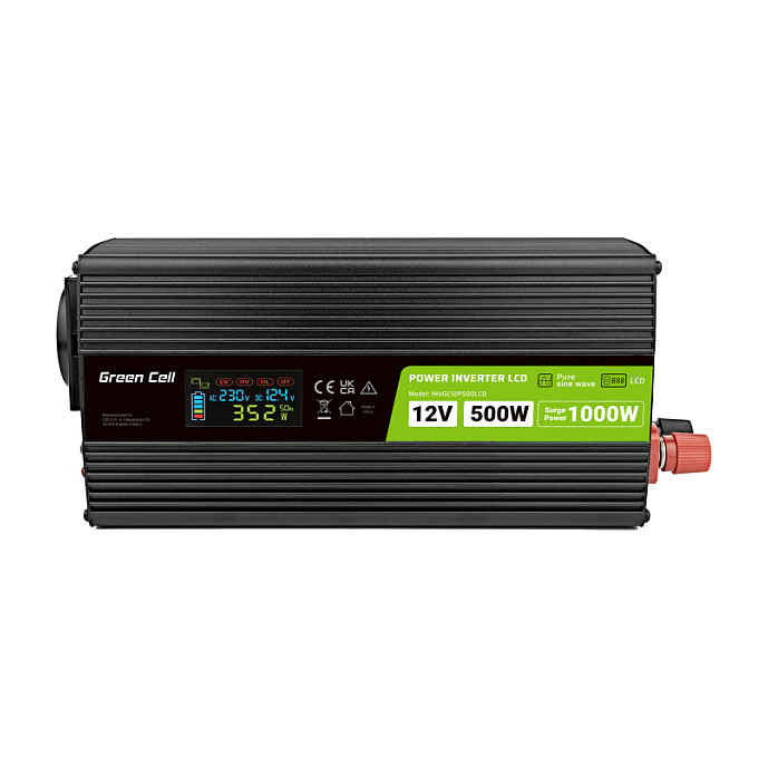 Inverter za auto GREEN CELL PowerInverter LCD (12 V, 500 W/10000 W, sa zaslonom, čisti sinusni val)-1
