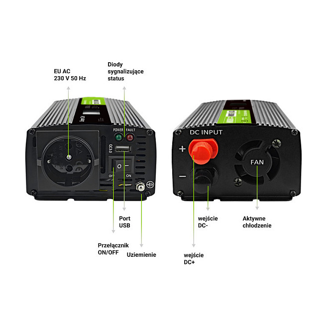Inverter za auto GREEN CELL PowerInverter LCD (12 V, 500 W/10000 W, sa zaslonom, čisti sinusni val)-4