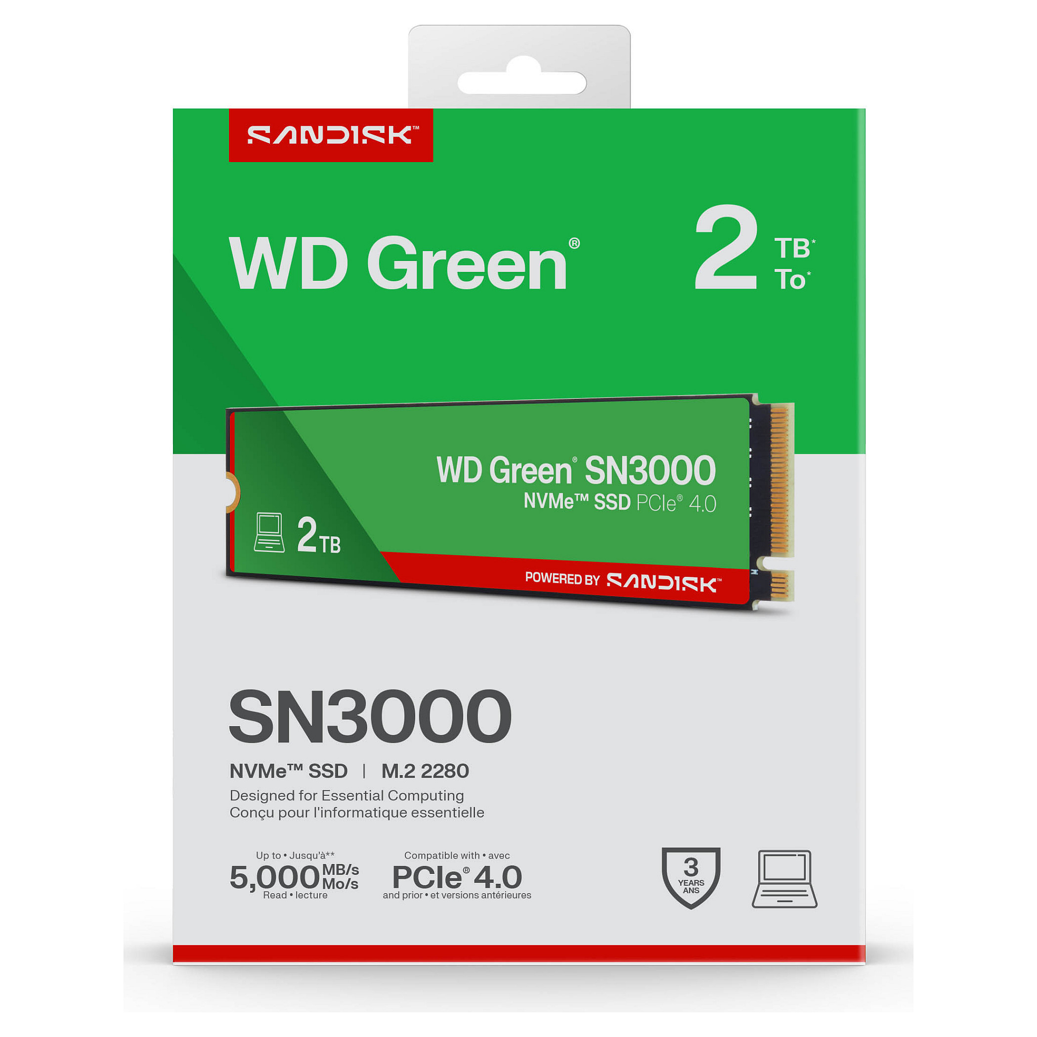 Dysk SSD WD Green SN3000 2TB M.2 NVMe WDS200T4G0E-13