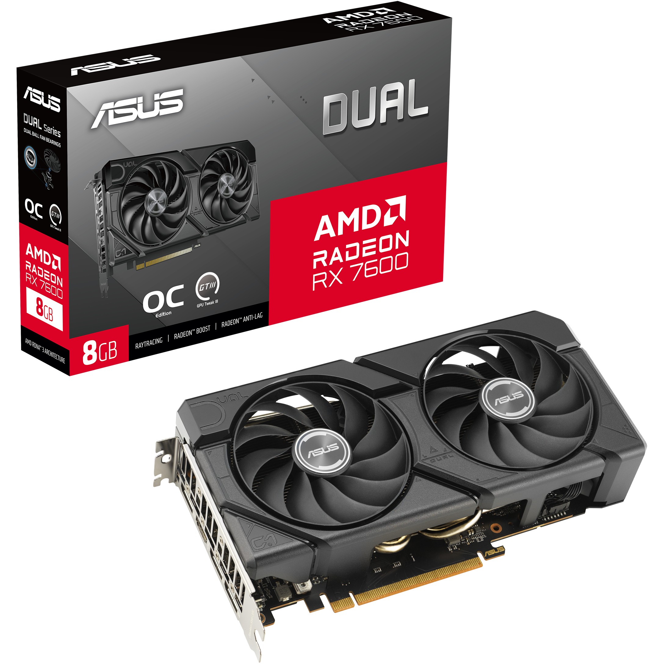 Grafička kartica ASUS DUAL-RX7600-O8G-EVO (AMD Radeon RX 7600, 8 GB GDDR6, PCIe 4.0, HDMI 2.1, 3x DisplayPort 1.4a)-4
