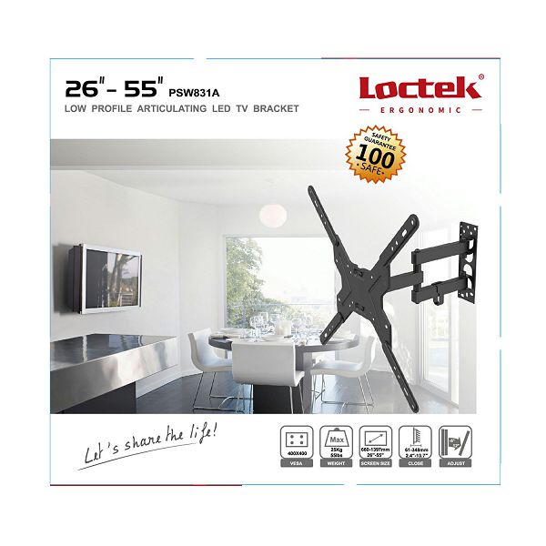 Nosač za TV zidni LOCTEK LCD PSW-831A (26"- 55", do 25 kg, nagib ±5°, zakret 12°)-1