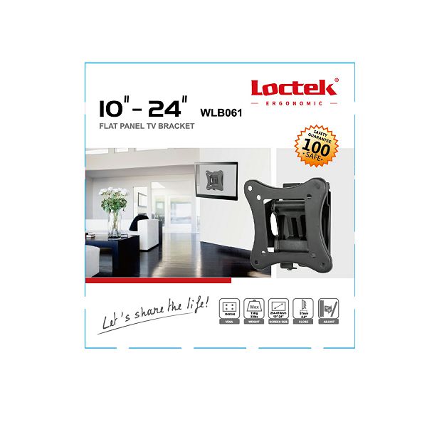 Nosač za TV/monitor zidni LOCTEK LCD WLB061 (10"- 24", do 15 kg, nagib -2°, zakret 12°)-3