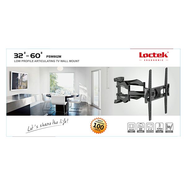 Nosač za TV zidni LOCTEK LCD PSW-862M (32"- 60", do 30 kg, nagib ±2°, zakret 12°)-4