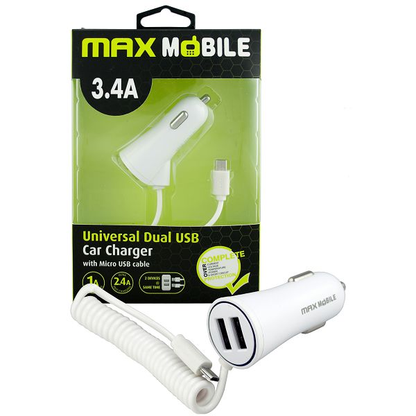 MAXMOBILE AUTO ADAPTER USB DUO CC-D016 3.4A + MICRO USB bijeli-0