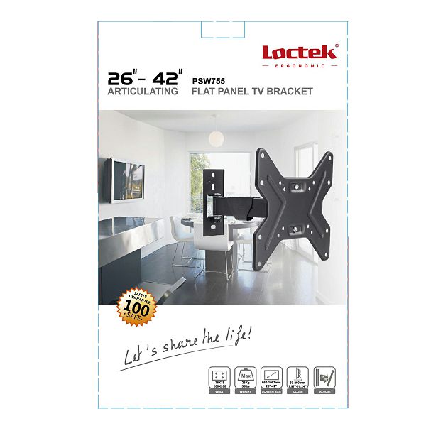Nosač za TV zidni LOCTEK LCD PSW-755 (26"- 42", do 25 kg, nagib ±5°, zakret 10°)-4