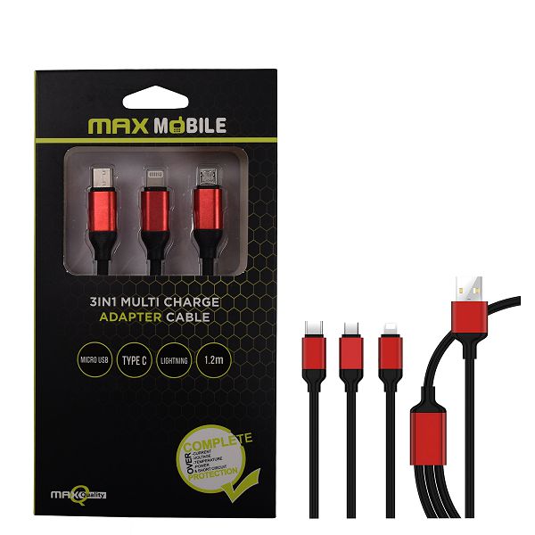 Adapter MAX MOBILE 3U1, MicroUSB/TypeC/Lightning, 1.2m-0