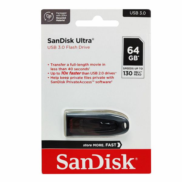 USB Stick SANDISK Cruzer Ultra 64GB (USB 3.0, crni)