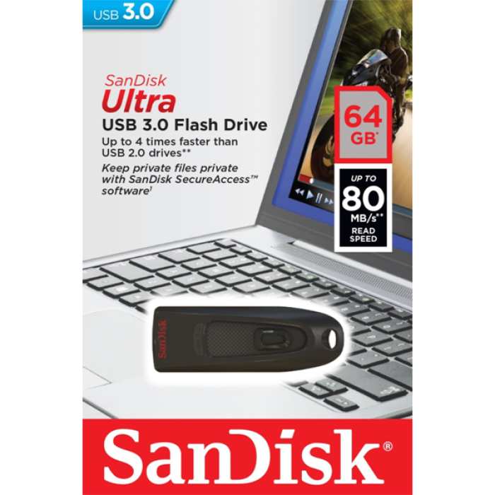 USB Stick SANDISK Cruzer Ultra 64GB (USB 3.0, crni)-3