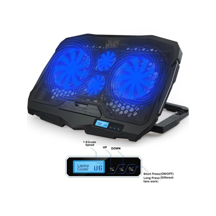 Hladnjak MAXLINE DCX-025 (univerzalni, za laptop do 17˝, 4 ventilatora, LCD ekran, 2-portni USB Hub, 4 položaja visine, ultra slim, metal mesh)-4