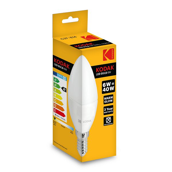 KODAK ŽARULJA LED C37 E14 480LM WARM 6W/40W NON DIM-0