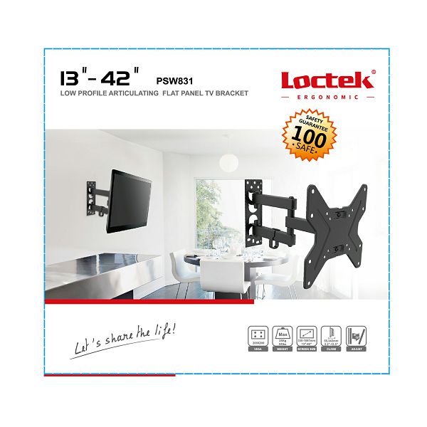 Nosač za TV/monitor zidni LOCTEK LCD PSW-831 (13"- 42", do 25 kg, nagib ±5°, zakret 12°)-4