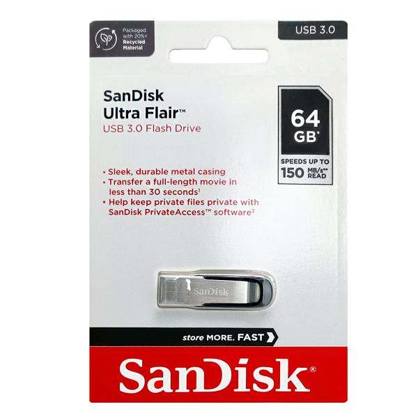 SANDISK USB 3.0 FLASH DRIVE ULTRA FLAIR 64GB-0