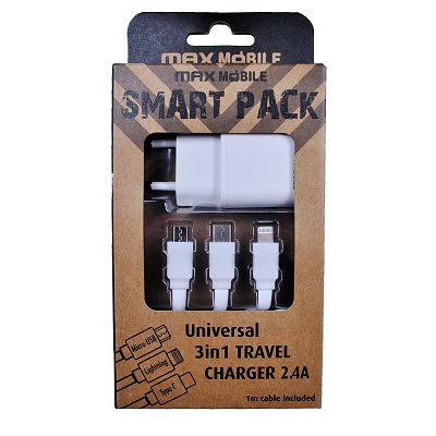 SMART PACK KUĆNI ADAPTER USB TR-219 2.4A+ 3u1 KABEL-0