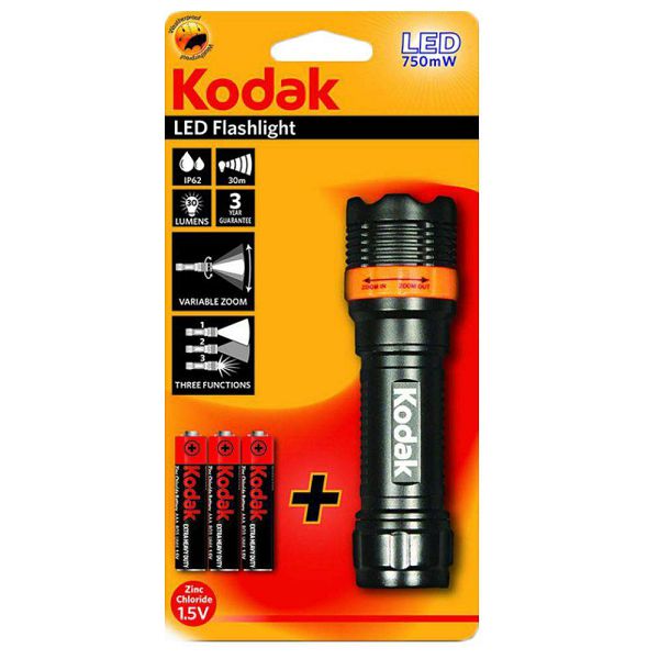 Baterijska svjetiljka KODAK Focus 120 (750mW, 30 lumena, 3 načina rada, IP62, uključene 3xAAA baterije)-0