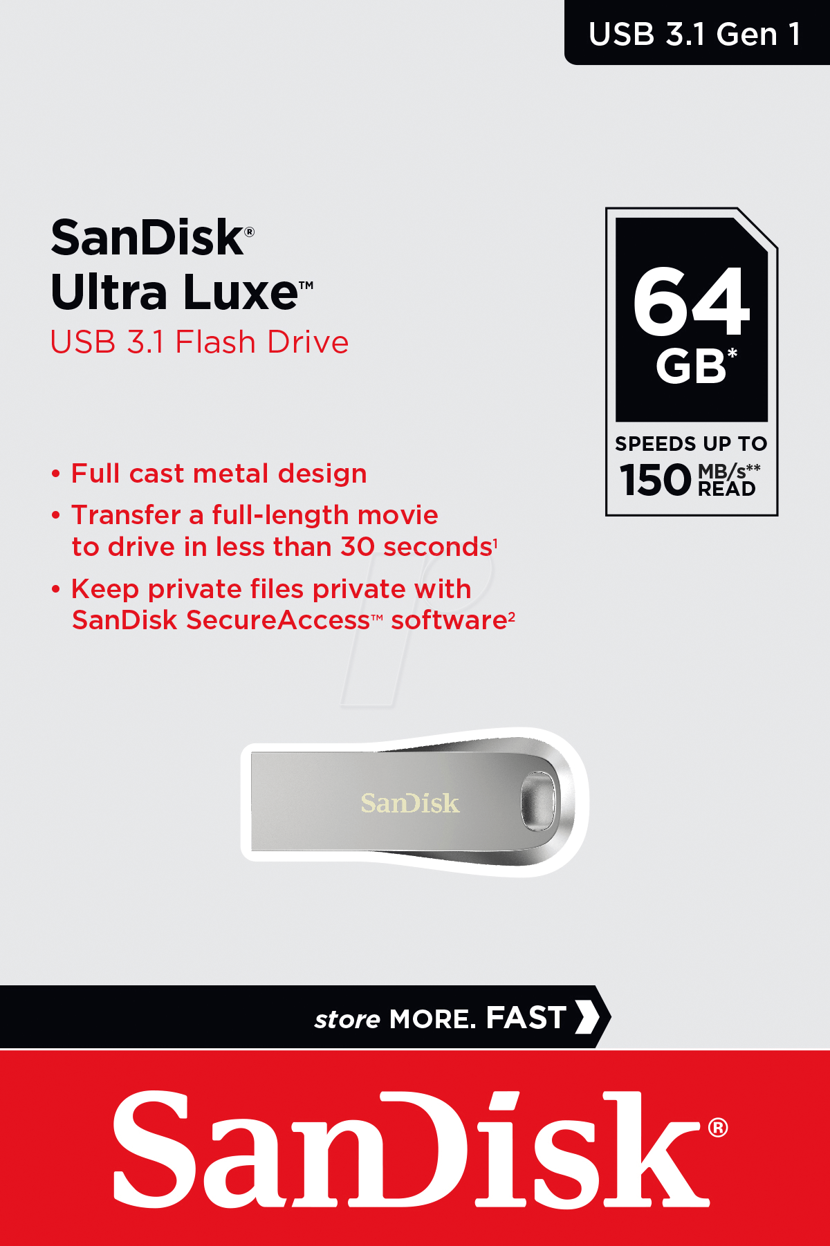 USB 3.1 Flash Drive SANDISK Ultra Luxe 64GB (srebrna)-5