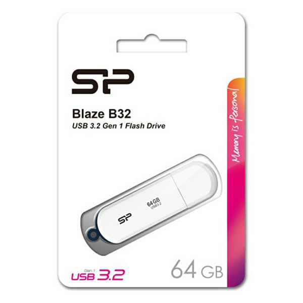 SP USB 3.2 FLASH DRIVE BLAZE B32 64GB WHITE-0