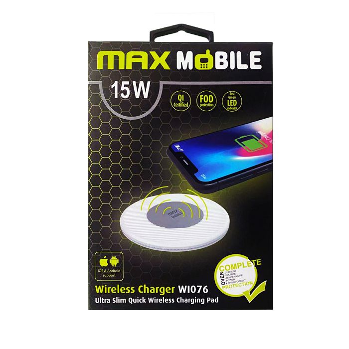 MAXMOBILE BEŽIČNI PUNJAČ WI-076 QC QUICK CHARGE 15W bijeli-1