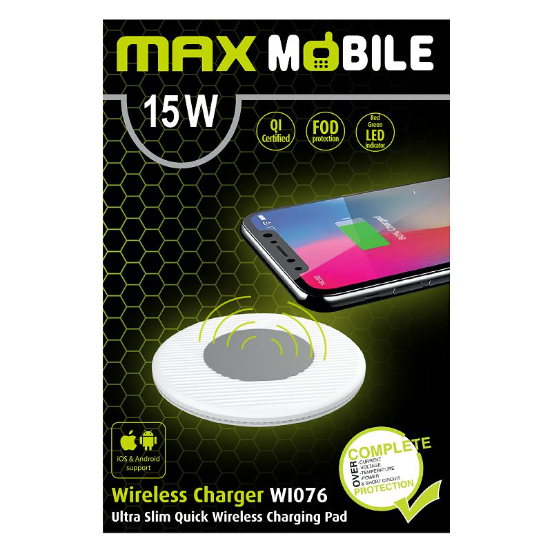 MAXMOBILE BEŽIČNI PUNJAČ WI-076 QC QUICK CHARGE 15W bijeli-0