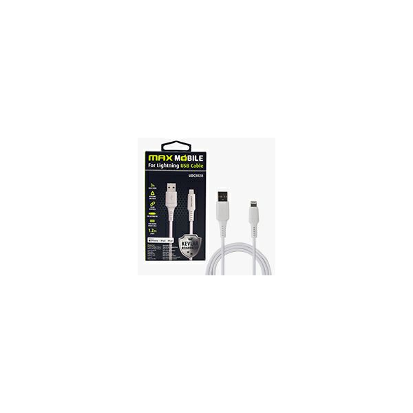 MAXMOBILE DATA KABEL I-PHONE LIGHTNING-USB MFI Apple KEVLAR QC 3A 1,2m white-1