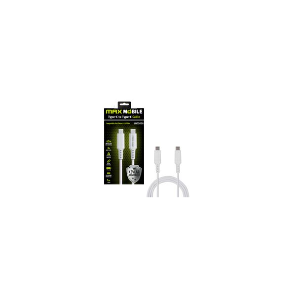MAXMOBILE DATA KABEL TYPE C-TYPE C UDC3028 KEVLAR WHITE QC 3A 1m-1