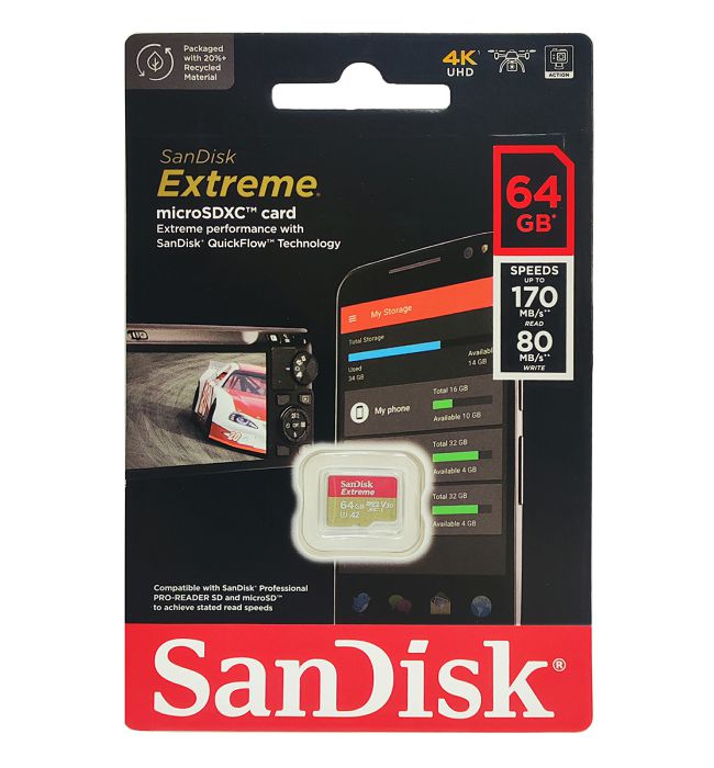 SANDISK MEMORIJSKA KARTICA MicroSDXC™ UHS-I V30 EXTREME 64GB 170MB/s-0