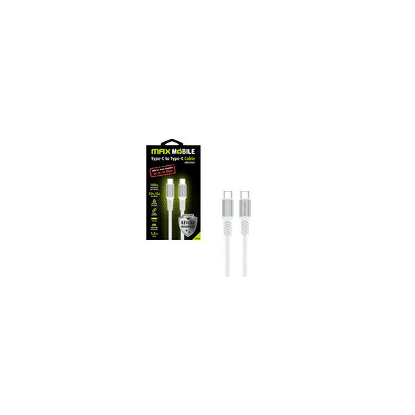 MAXMOBILE DATA KABEL TYPE C-TYPE C UDC3029 KEVLAR WHITE 3.1Gen.100W 5A 1.2m-1