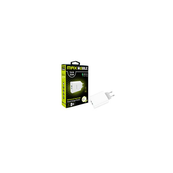 MAXMOBILE KUĆNI ADAPTER QC 3.0 QUICK CHARGE DUAL USB TR-255 5.4A,30W-1