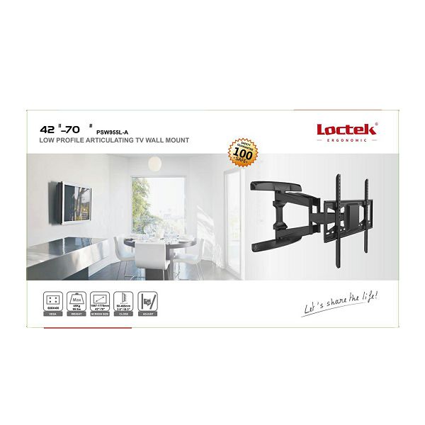 Nosač za TV zidni LOCTEK LCD PSW-955L-A (42"- 70", do 45 kg, nagiba ±2°, zakret 12°)-3