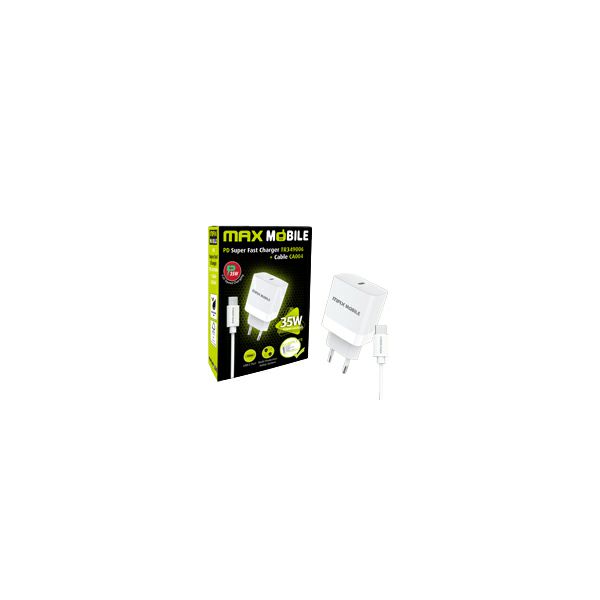 MAXMOBILE KUĆNI PUNJAČ PD SUPER FAST CHARGE 2U1 TYPE C+KABEL, TR349006 35W-1