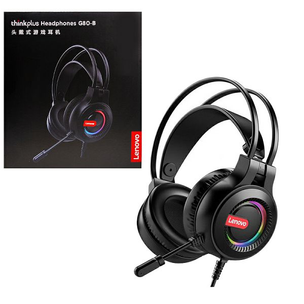 Slušalice LENOVO PC Gaming G80B (USB 2.0, surround stereo zvuk, podesivi HD mikrofon, kompatibilne s PC/PS/Xbox/Mac/mobitel, crna)-0