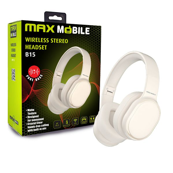 MAXMOBILE SLUŠALICE BLUETOOTH B15 HEADSET stereo Beige-0