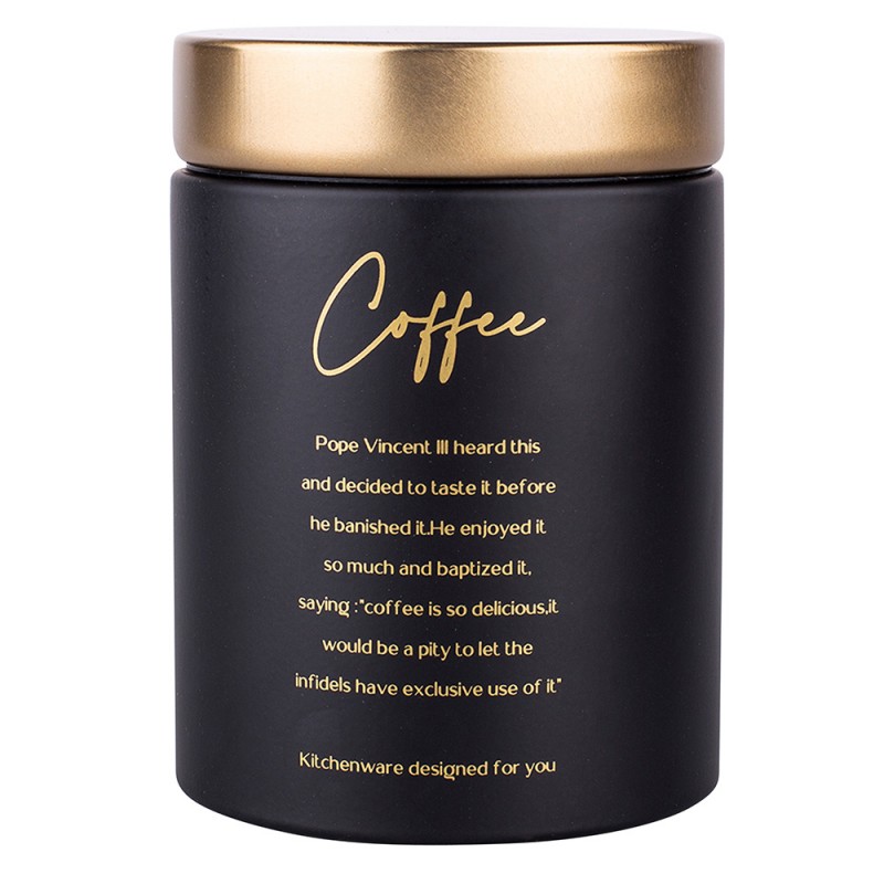 Altom Design posuda za kavu crna sa zlatnim poklopcem Coffee 11x11x15 cm 0204018430-0