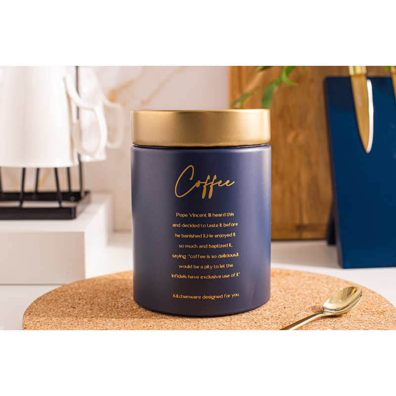 Altom Design posuda za kavu plava sa zlatnim poklopcem Coffee 11x11x15 cm ( 0204018439 )-0