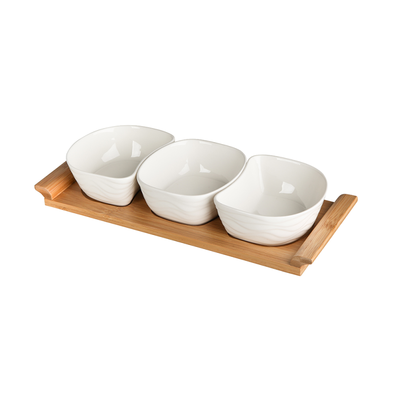 Altom Design set 3 zdjelice na drvenoj podlozi 01010052548-0