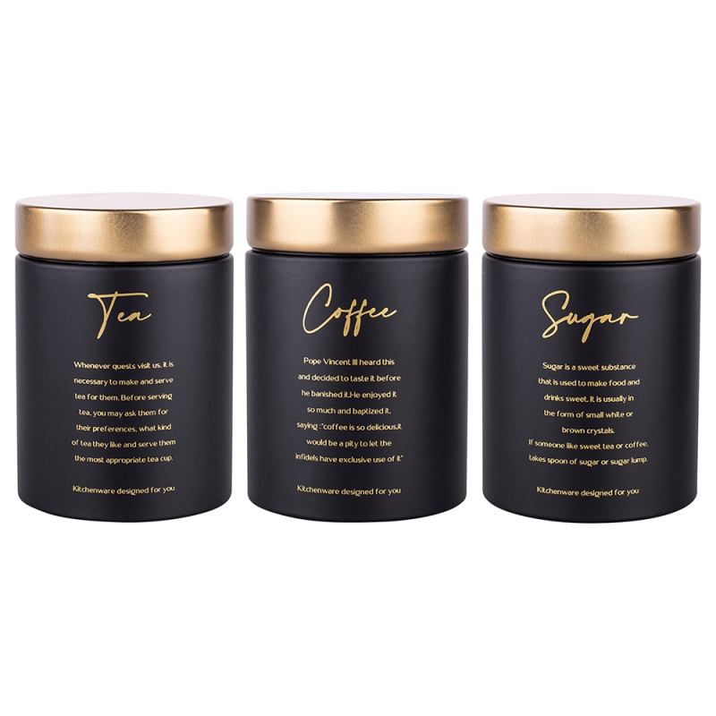 Altom Design set posuda za šećer, kavu, čaj u crnoj boji Gold Dream ( 0204018475 )-0