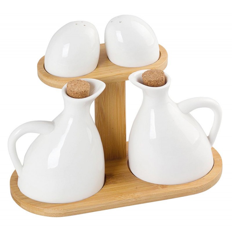 Altom Design set za sol, papar, ocat i ulje na podlozi od bambusa -01010156-0