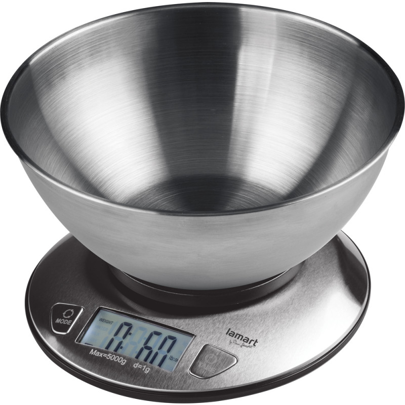 Kuhinjska vaga LAMART LT7070 (nehrđajući čelik, LCD zaslon, kapacitet 5 kg, točnost 1 g, izbor jedinica g/ml/lb/floz)-0