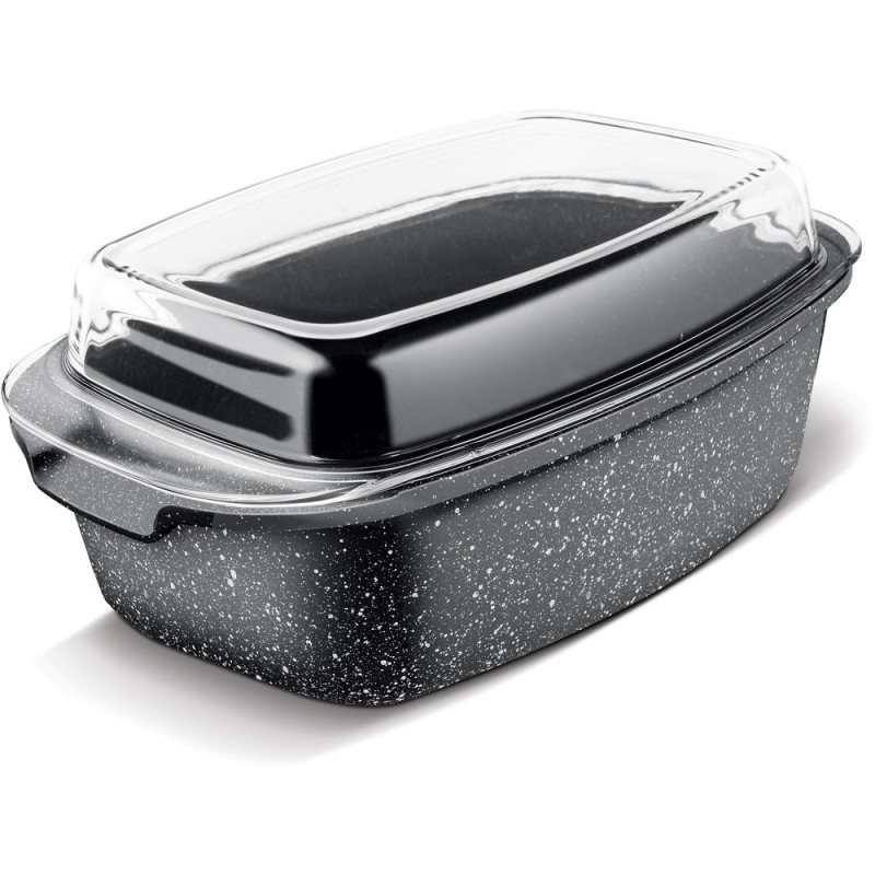POSUDA ZA PEČENJE LAMART LT1156 (kapacitet 7,5 l, mjere 32 x 21 x 16 cm, materijal aluminij / staklo, boja crna)-0